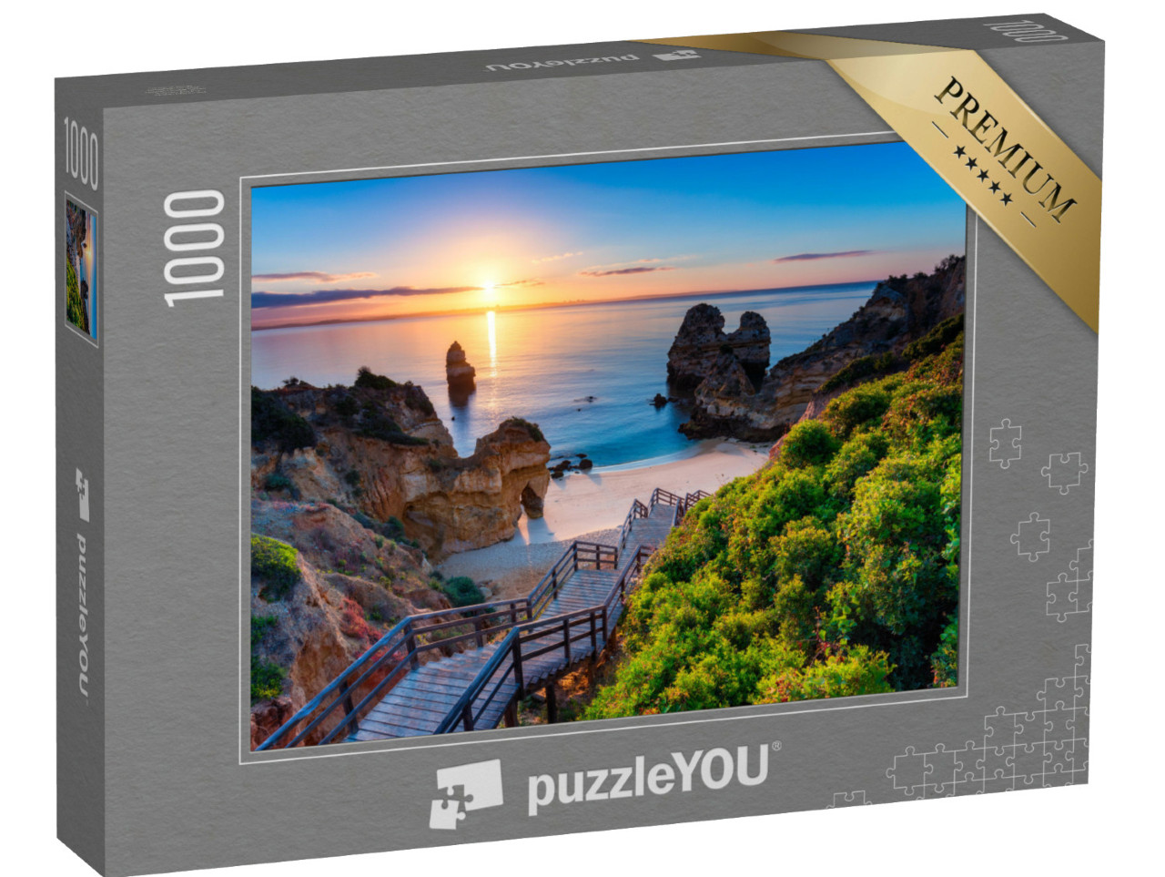 Puzzle 1000 pezzi „Sentiero per la spiaggia di Camilo in Algarve, Portogallo“