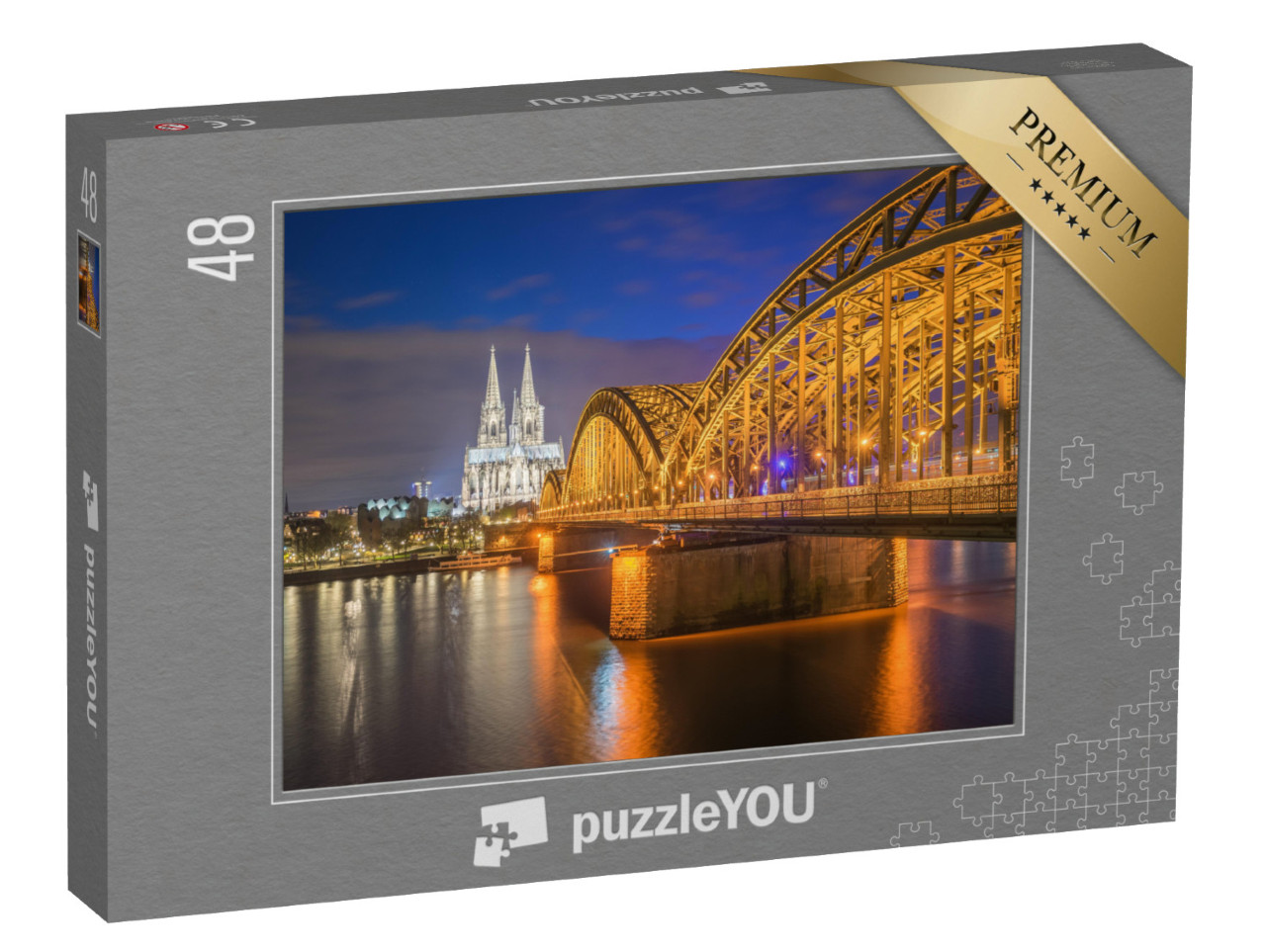 Puzzle 48 pezzi „Vista notturna della Cattedrale di Colonia a Colonia, Germania“