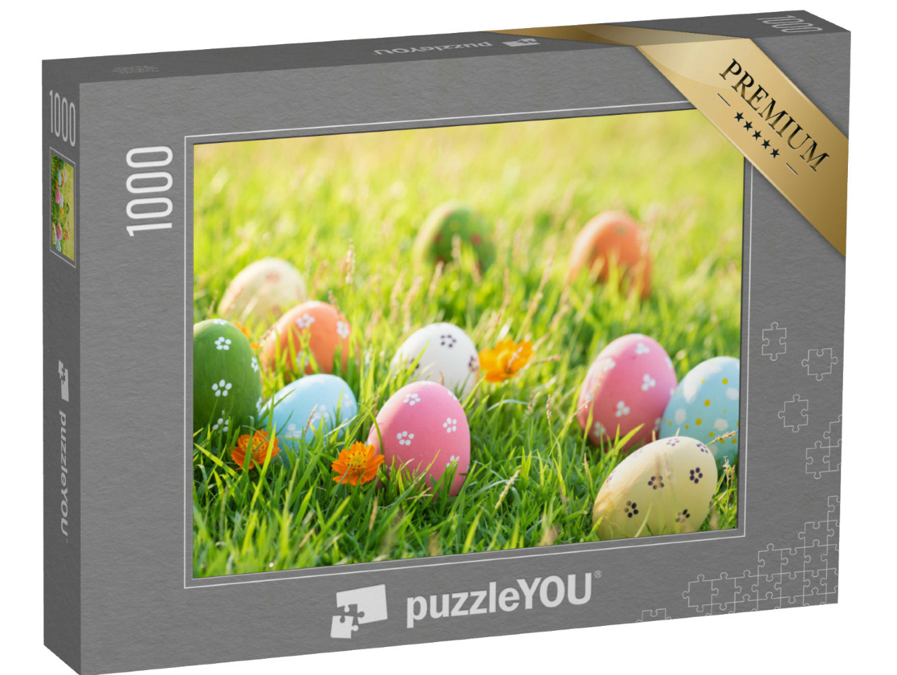 Puzzle 1000 pezzi „Uova di Pasqua colorate nell'erba“