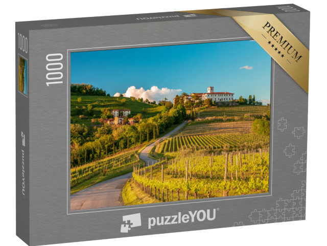 Puzzle 1000 pezzi „Tramonto colorato nei vigneti di Rosazzo, Udine, Friuli Venezia-Giulia“