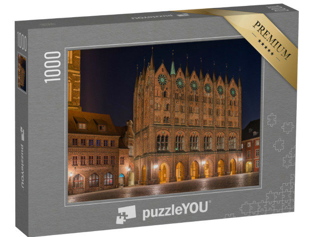 Puzzle 1000 pezzi „Il municipio storico in mattoni di Stralsund, Meclemburgo-Pomerania Occidentale“