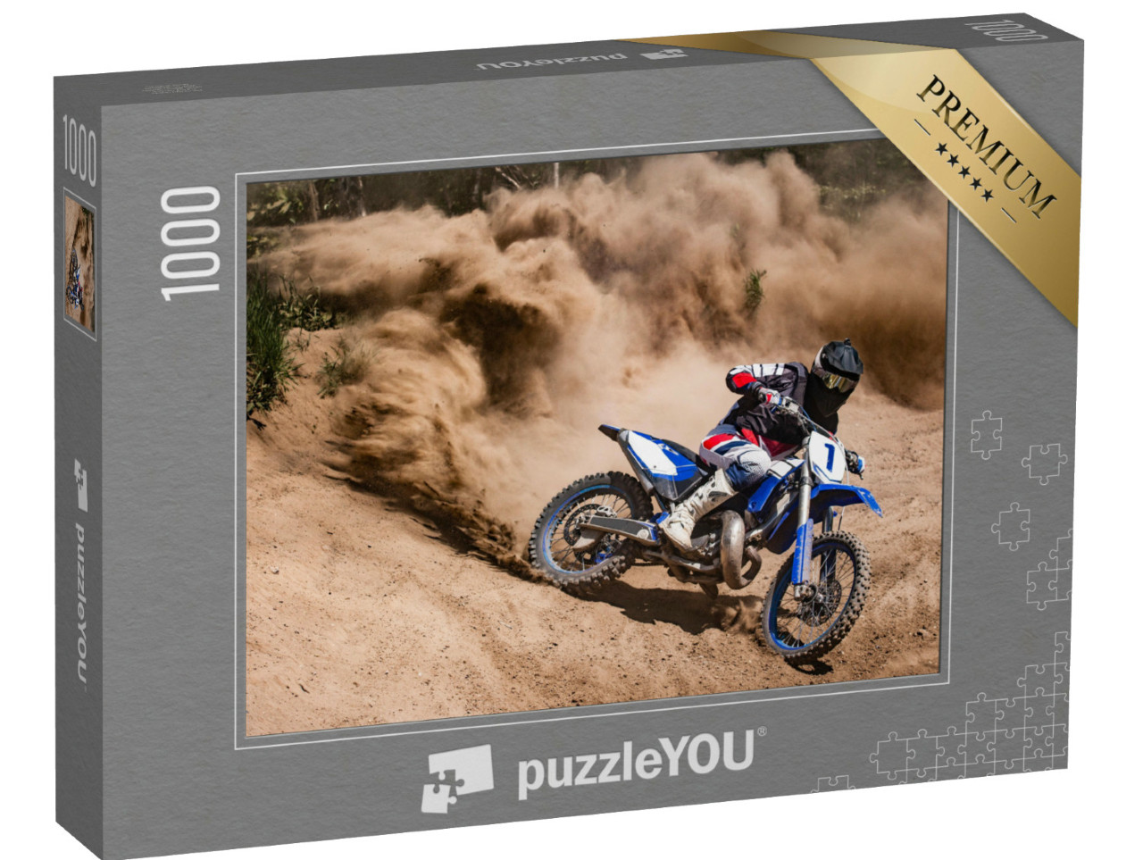 Puzzle 1000 pezzi „Motociclista alla deriva sulla sabbia“