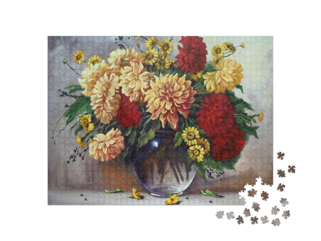 Puzzle 1000 pezzi „Pittura a olio: Natura morta, Fiori“