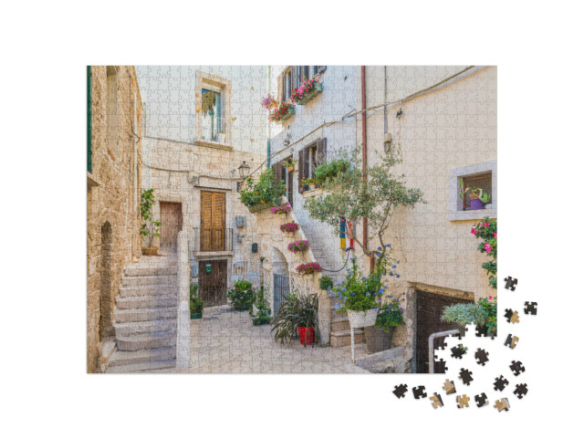 Puzzle 1000 pezzi „Scorcio panoramico a Polignano a Mare, provincia di Bari, Puglia, Italia meridionale.“