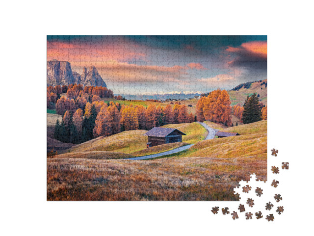 Puzzle 1000 pezzi „Altopiano dell'Alpe di Siusi, Italia“