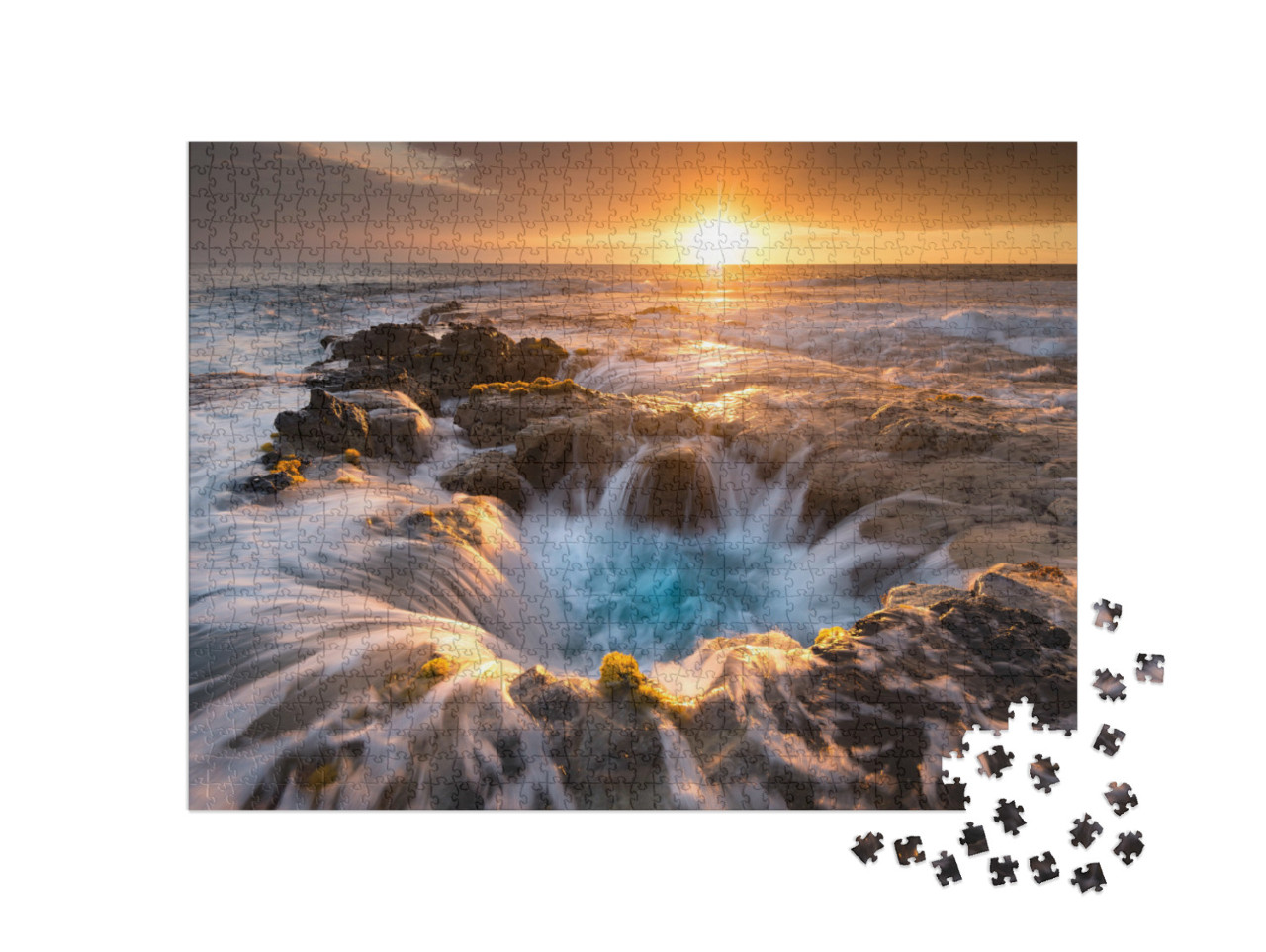Puzzle 1000 pezzi „Piscine del Paradiso al tramonto, Isola Grande, Hawaii“