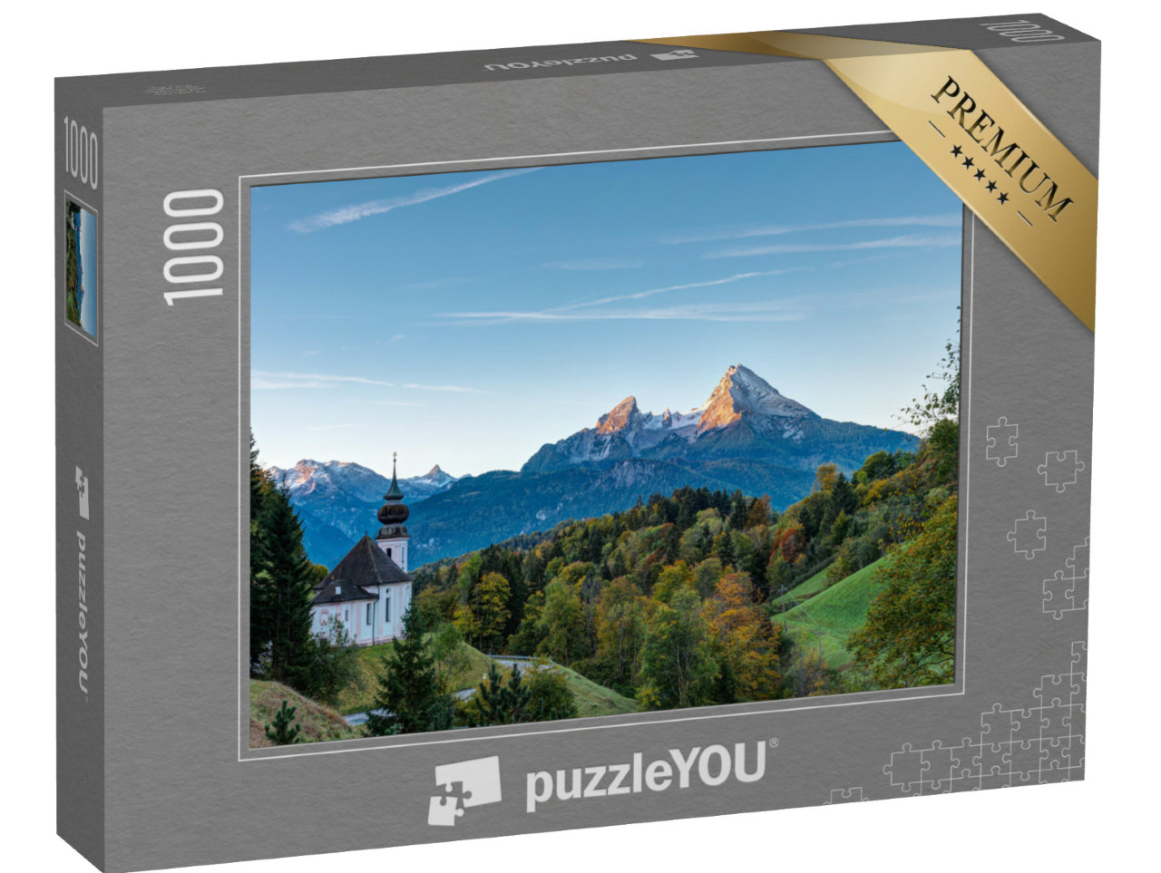 Puzzle 1000 pezzi „Mattinata d'autunno su Maria Gern e il Watzmann, Germania“