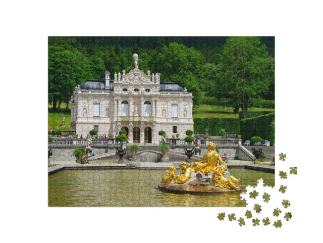 Puzzle 1000 pezzi „Il pittoresco castello di Linderhof, in Baviera“