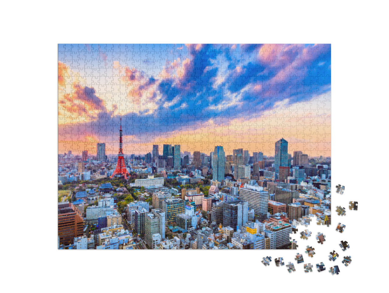 Puzzle 1000 pezzi „Tramonto su Tokyo, Giappone“