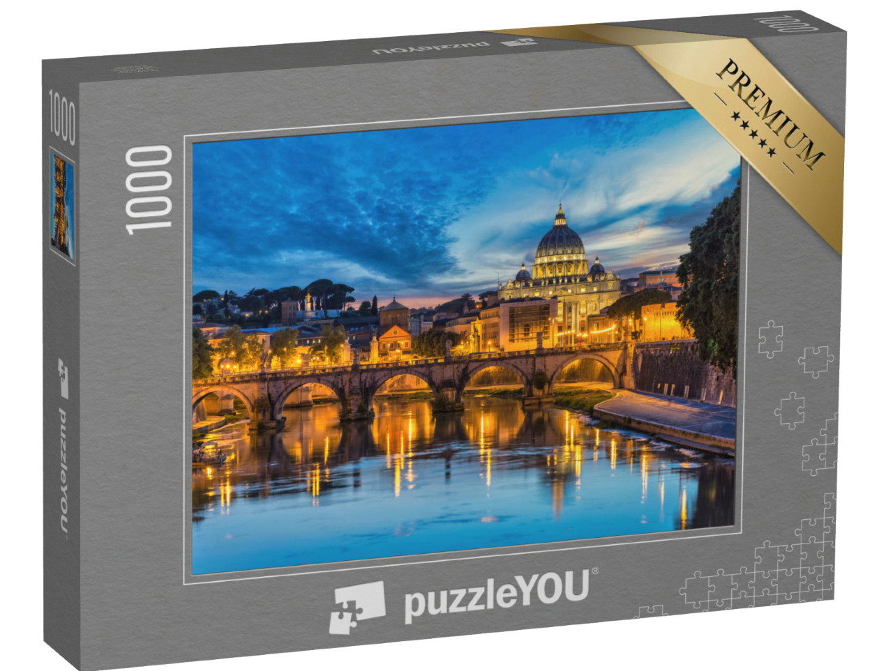 Puzzle 1000 pezzi „Roma Vaticano, tramonto sulla Basilica di San Pietro e sul fiume Tevere“