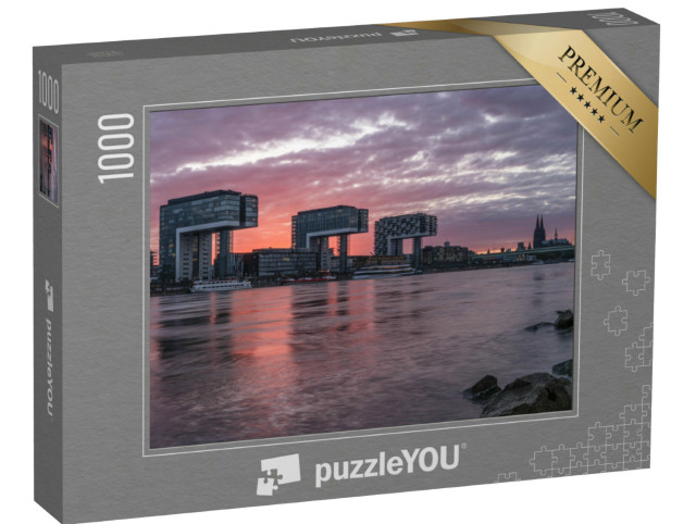 Puzzle 1000 pezzi „Lo skyline di Colonia al tramonto, Germania“