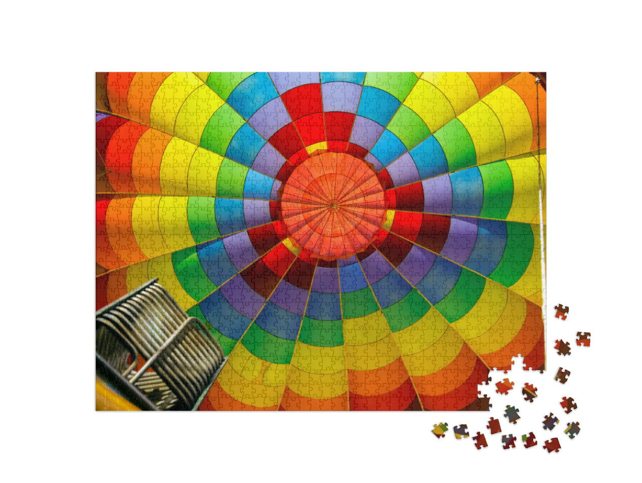 Puzzle 1000 pezzi „Vista su una mongolfiera colorata“