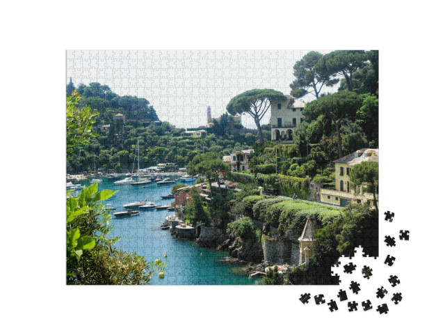 Puzzle 1000 pezzi „Vista dall'alto del porto di Portofino“