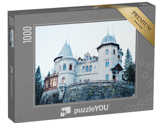 Puzzle 1000 pezzi „Vista invernale di Castel Savoia a Gressoney-Saint-Jean, Italia“