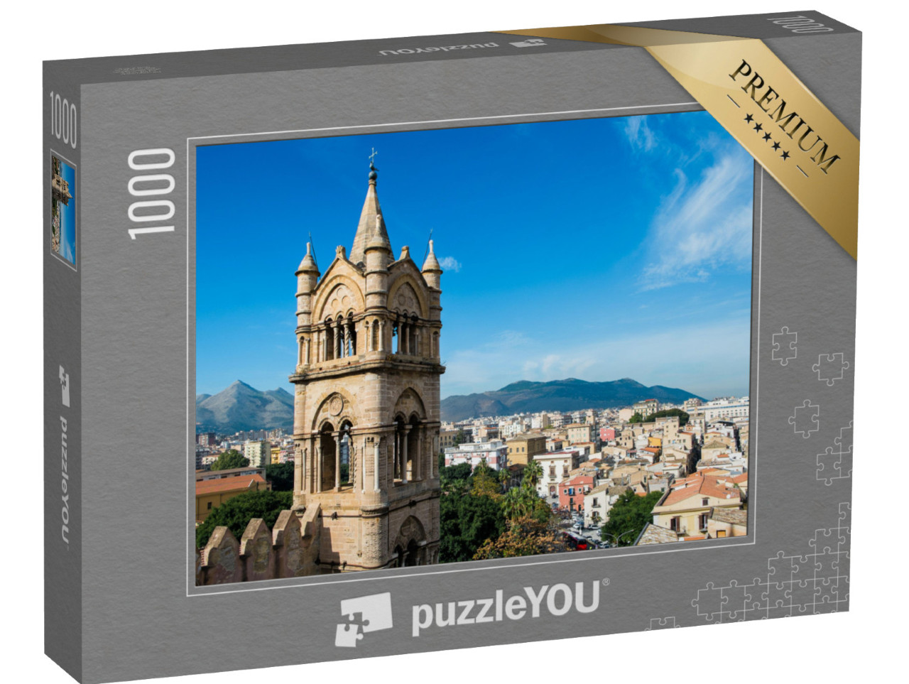 Puzzle 1000 pezzi „Cattedrale di Santa Maria Assunta sopra i tetti di Palermo, Sicilia“