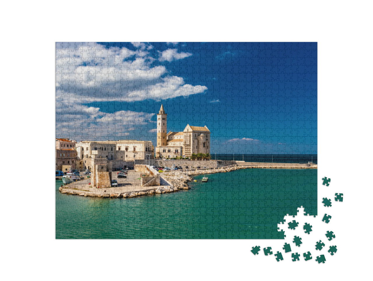 Puzzle 1000 pezzi „La splendida cattedrale romanica Basilica di San Nicola Pellegrino a Trani, in Puglia“