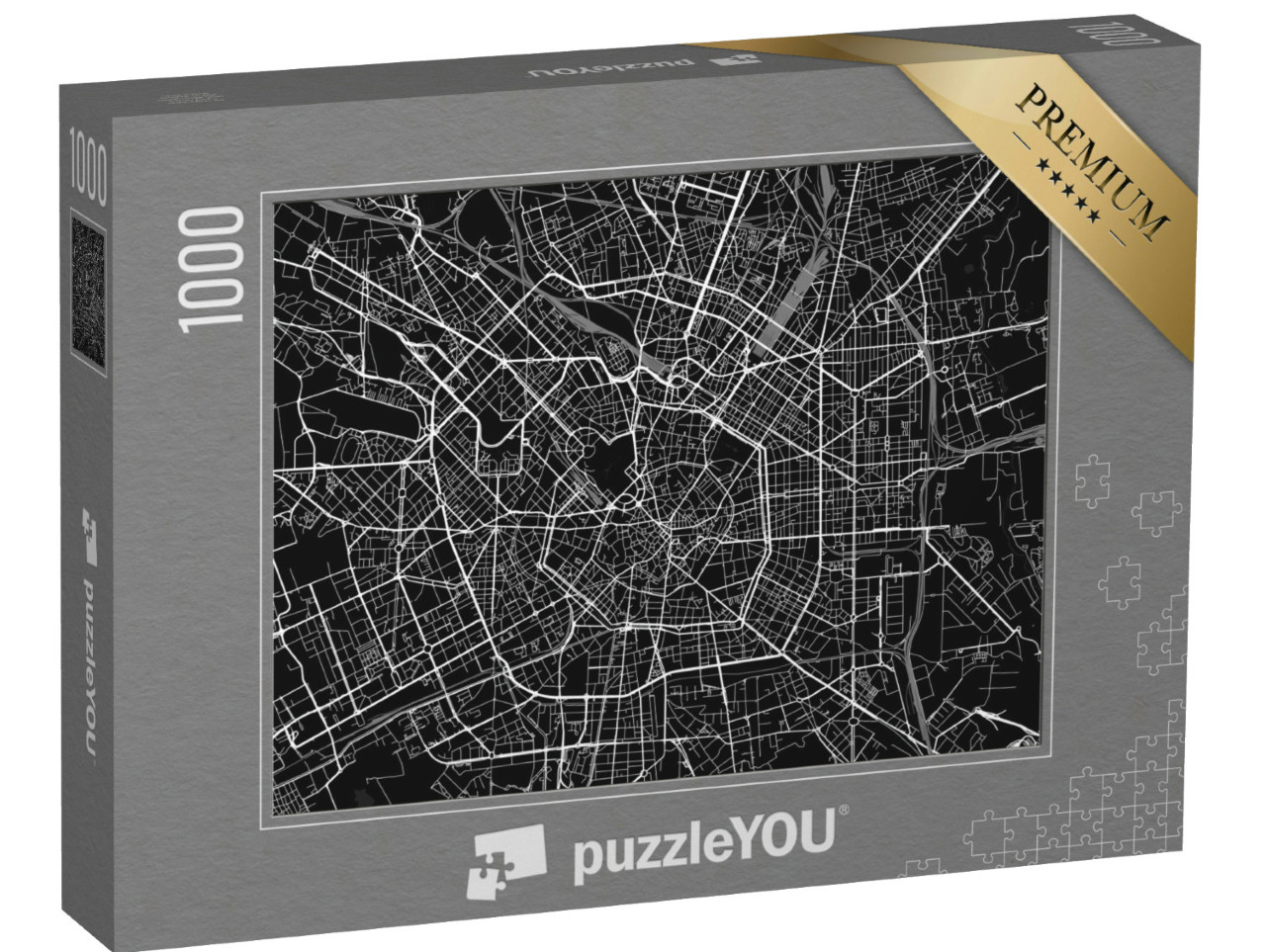 Puzzle 1000 pezzi „mappa vettoriale della città di Milano, capoluogo della Lombardia, Italia“