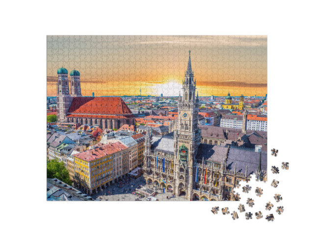 Puzzle 1000 pezzi „Semplicemente bello: Monaco al tramonto, Baviera, Germania“