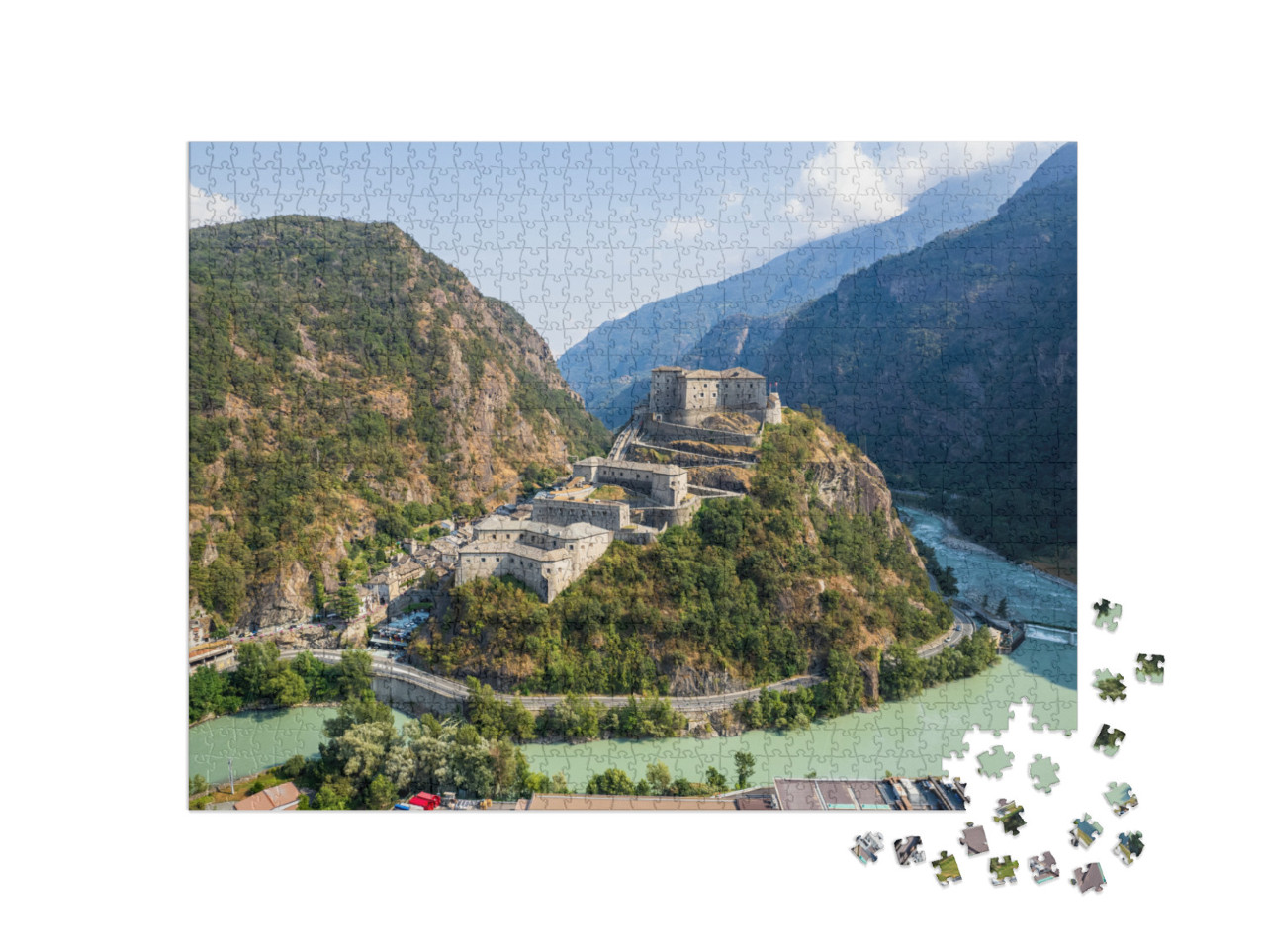 Puzzle 1000 pezzi „Fortezza di Bard in Valle d'Aosta, Italia“