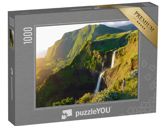 Puzzle 1000 pezzi „Vista paradisiaca sull'isola di Flores, Azzorre, Portogallo“