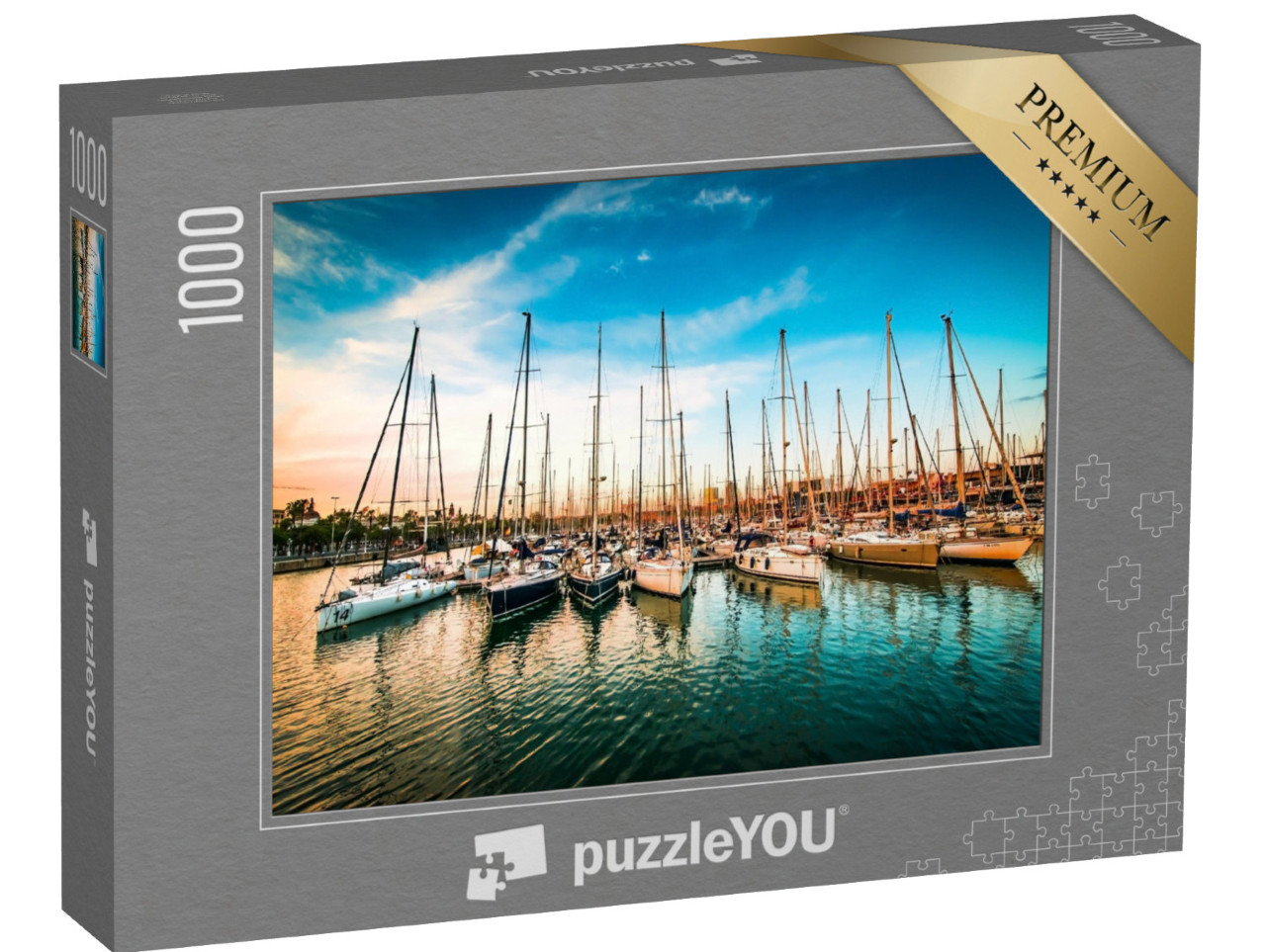 Puzzle 1000 pezzi „Baia con yacht al tramonto“