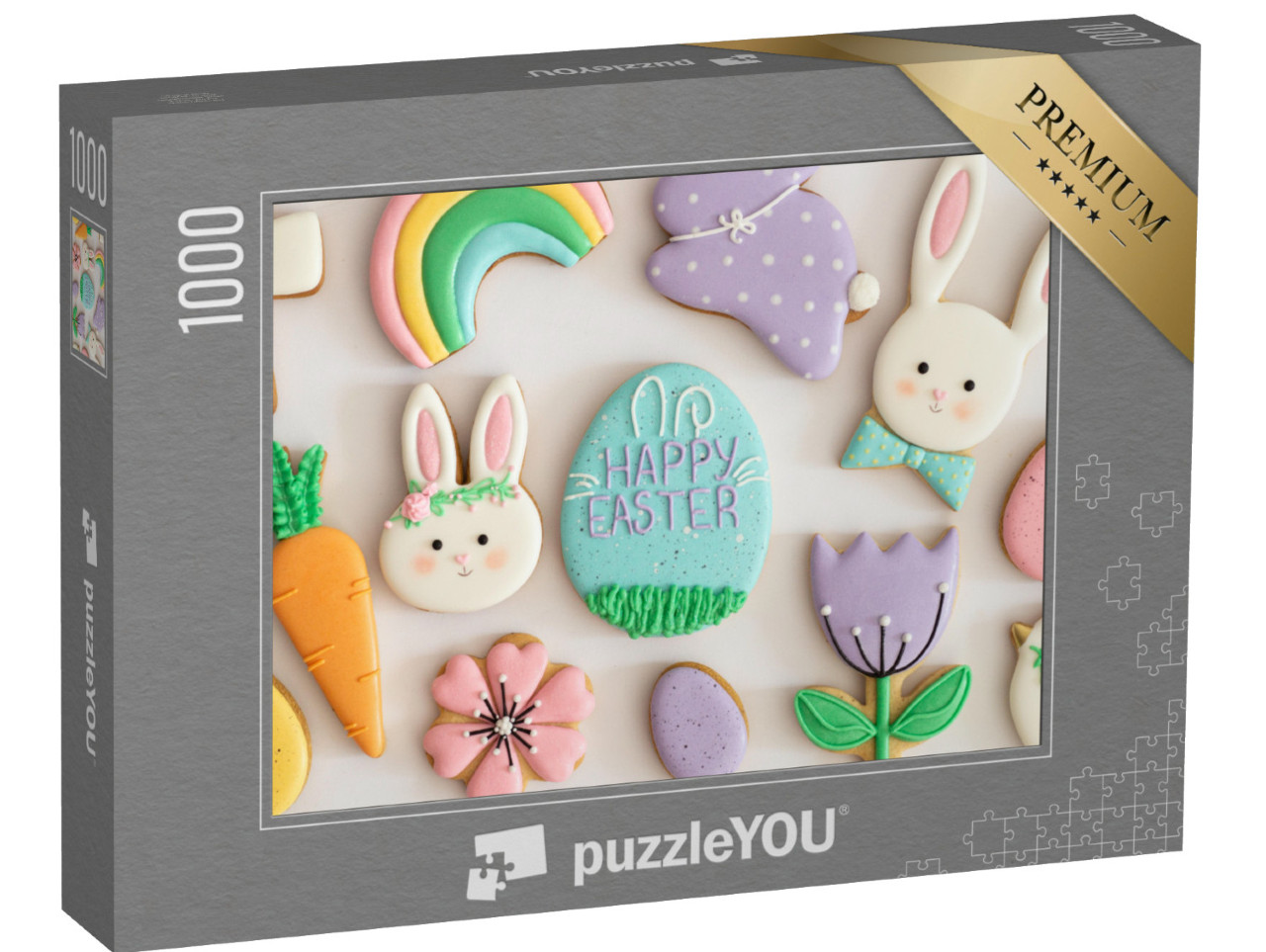 Puzzle 1000 pezzi „Buona Pasqua: una selezione di deliziosi biscotti pasquali“