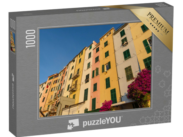 Puzzle 1000 pezzi „Facciate colorate di case nel centro storico di Porto Venere, in Liguria“