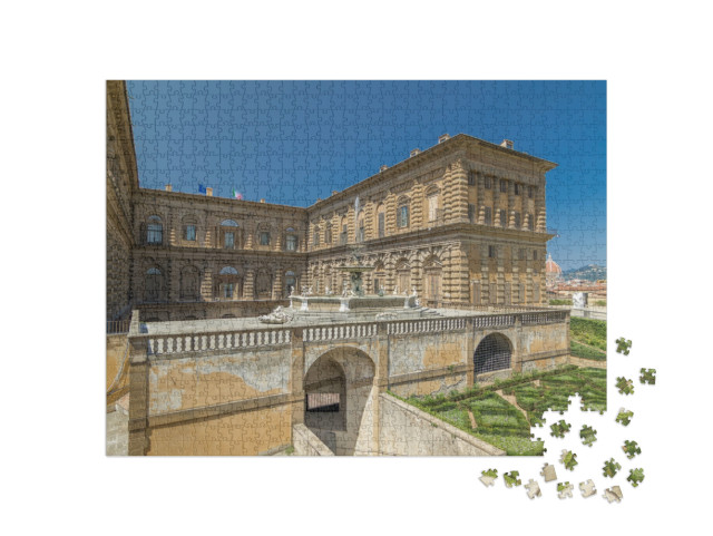 Puzzle 1000 pezzi „Vista in time-lapse del Giardino di Boboli con la facciata posteriore di Palazzo Pitti“