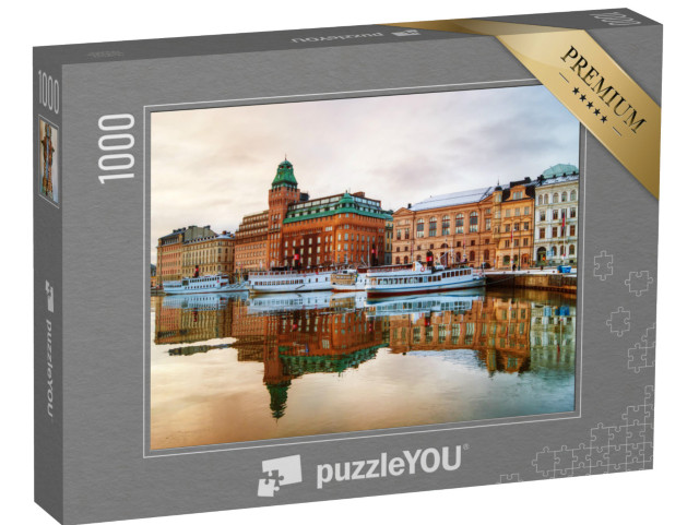 Puzzle 1000 pezzi „Vista del centro di Stoccolma all'alba“