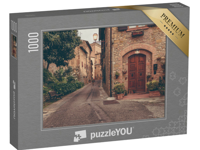 Puzzle 1000 pezzi „Antica strada di San Gimignano, Toscana, Italia. San Gimignano è una tipica città medievale toscana“