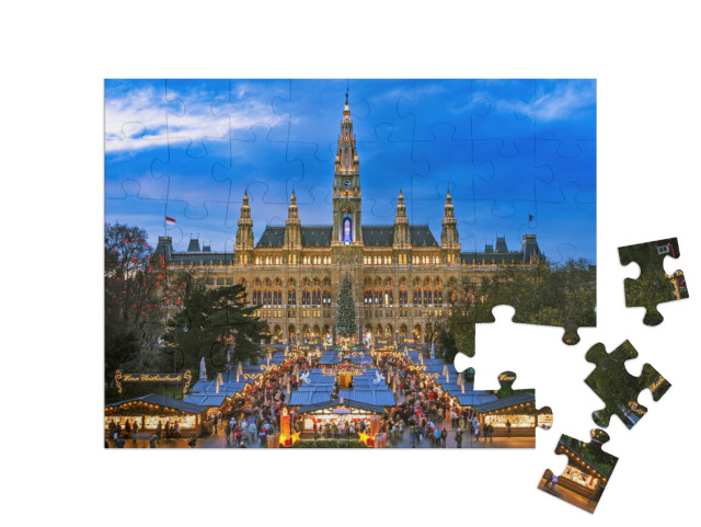 Puzzle 48 pezzi „Mercatino di Natale a Vienna, motivo invernale“