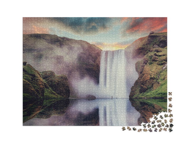 Puzzle 2000 pezzi „Cascata di Skogafoss in Islanda“
