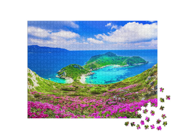 Puzzle 1000 pezzi „Vista aerea di Porto Timoni, Corfù“