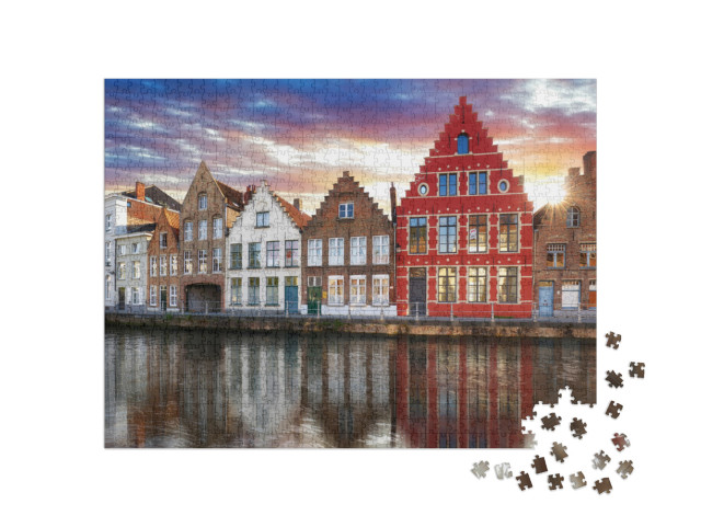 Puzzle 1000 pezzi „Bruges - Canali di Bruges, Belgio, vista serale“