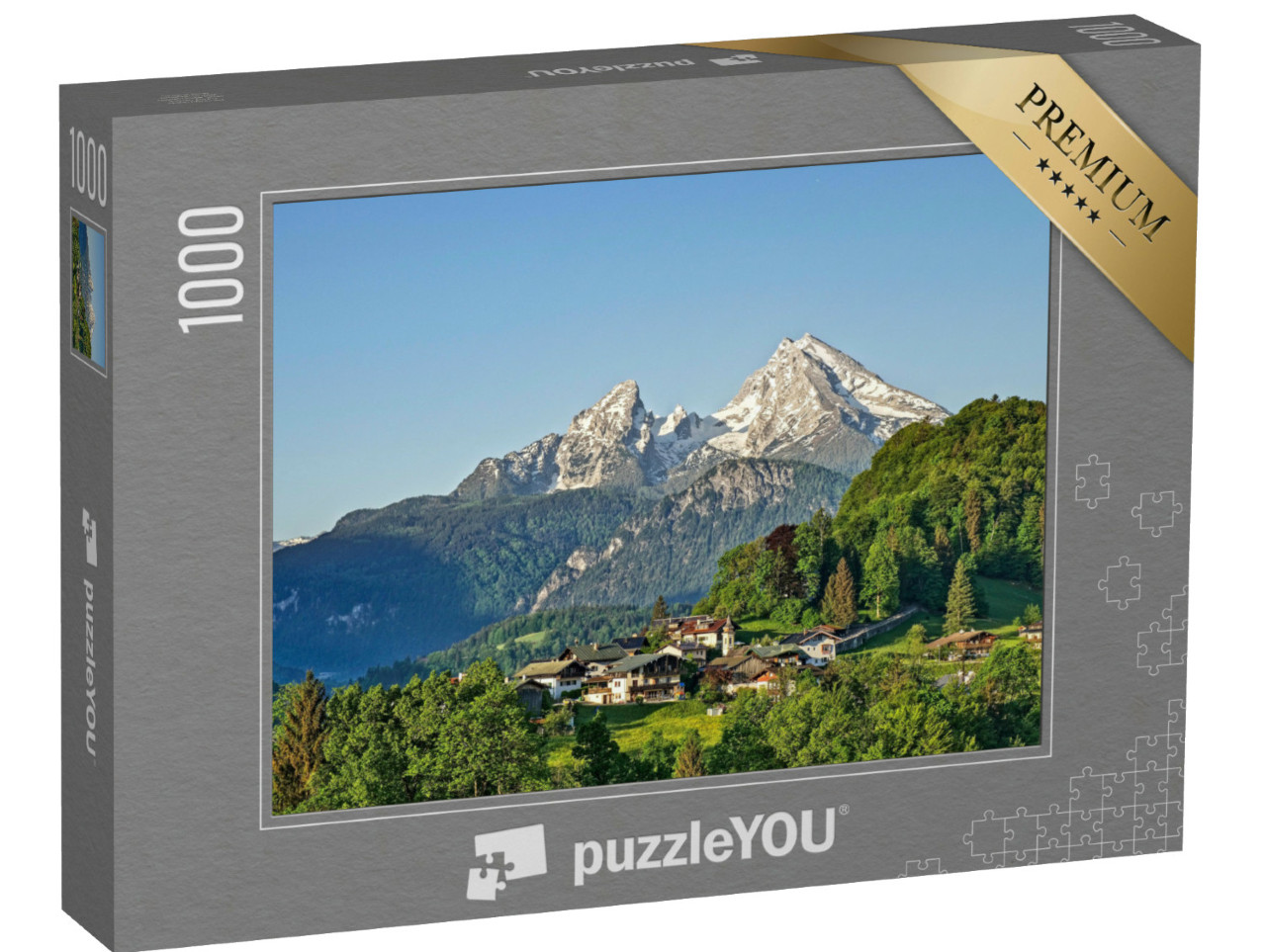Puzzle 1000 pezzi „Paesaggio montano delle Alpi bavaresi con Berchtesgaden e Watzmann“