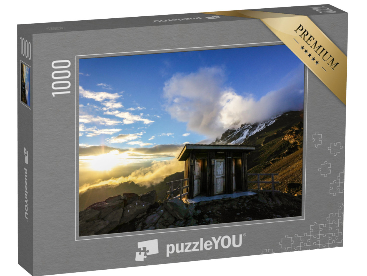 Puzzle 1000 pezzi „Tramonto al campo base del Kilimanjaro, Africa“