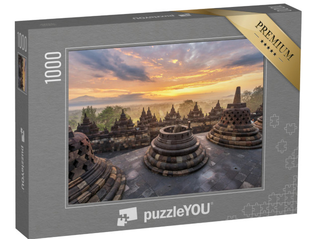 Puzzle 1000 pezzi „Alba al tempio di Borobudur, Indonesia“