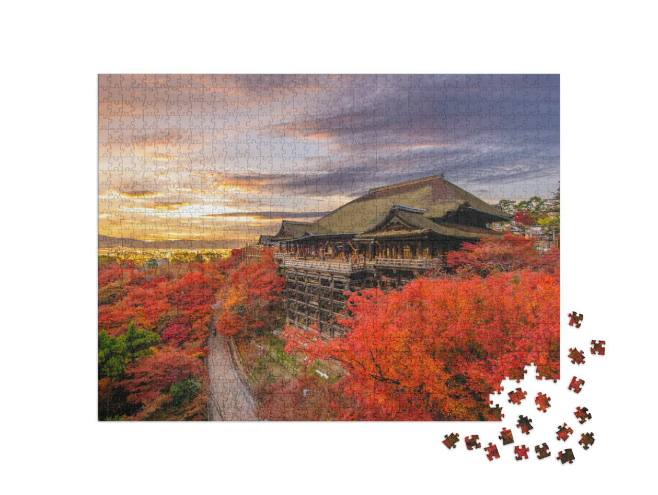 Puzzle 1000 pezzi „Incantevole immagine autunnale, Kiyomizu-dera, Kyoto, Giappone“