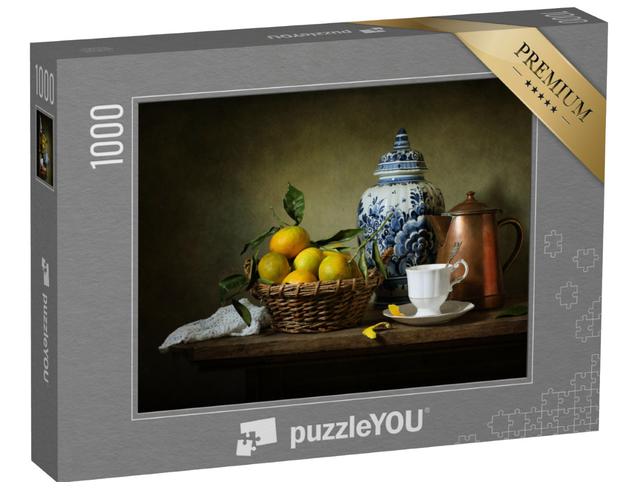 Puzzle 1000 pezzi „Natura morta con mandarini e un vaso di Delft“