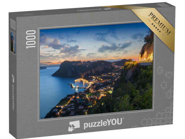 Puzzle 1000 pezzi „Capri, vista aerea di Marina Grande al tramonto“