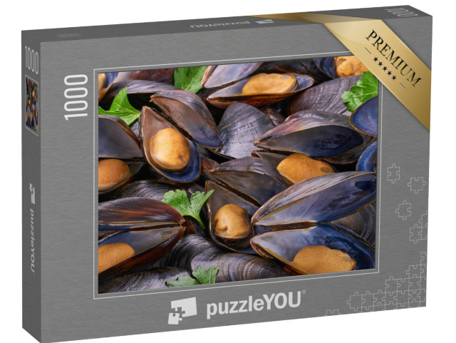 Puzzle 1000 pezzi „Primo piano di cozze cotte“