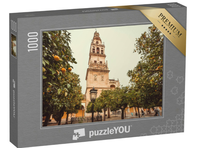 Puzzle 1000 pezzi „Alberi di arance presso il campanile della Mezquita di Córdoba“