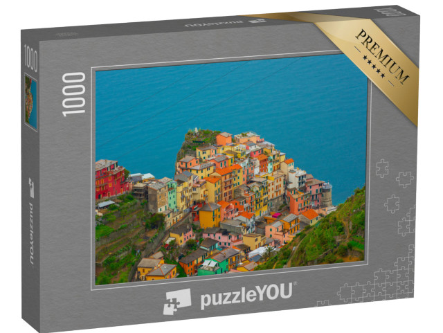 Puzzle 1000 pezzi „Vista colorata di Manarola dall'alto, Cinque Terre, Italia“