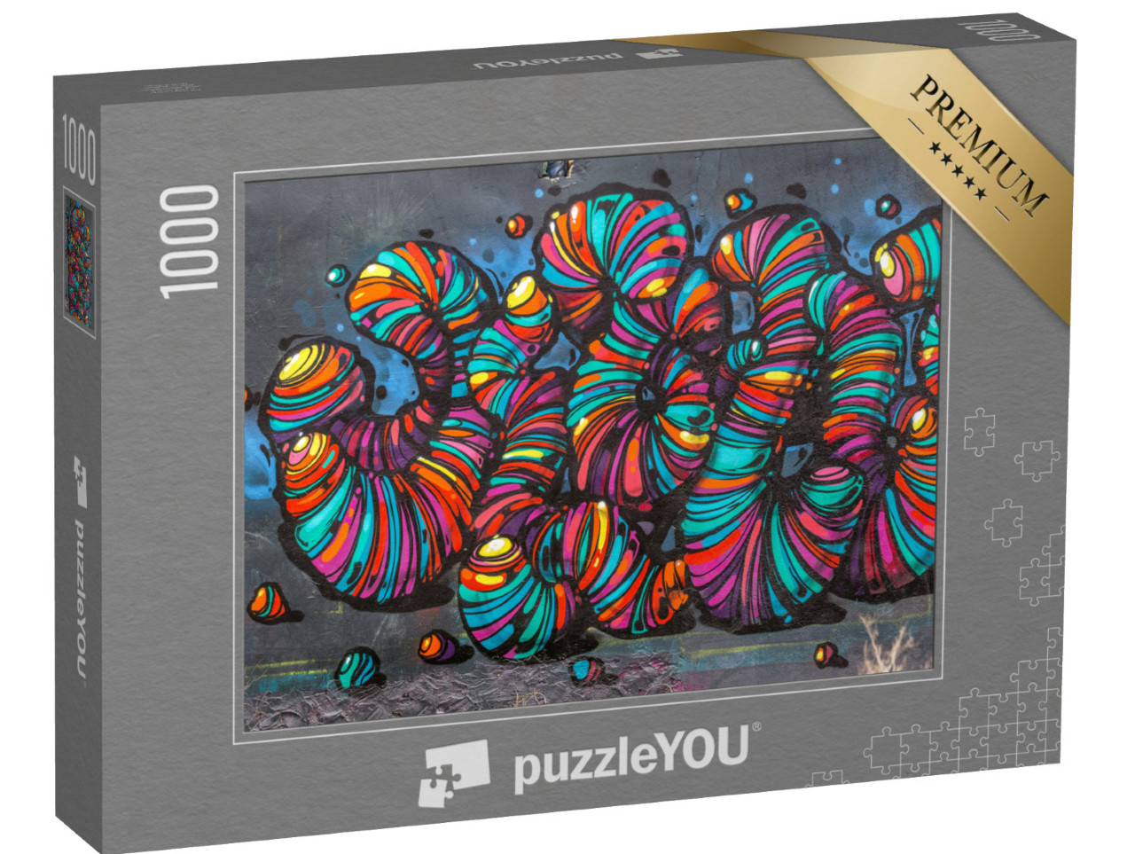 Puzzle 1000 pezzi „Graffiti street art, sculture astratte di vermi“