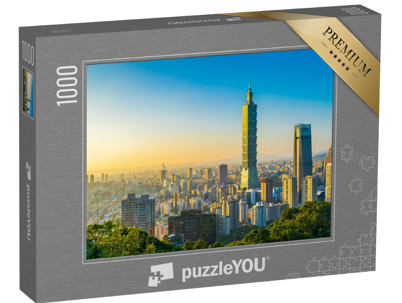 Puzzle 1000 pezzi „Paesaggio urbano con il grattacielo Taipei 101, Taiwan“