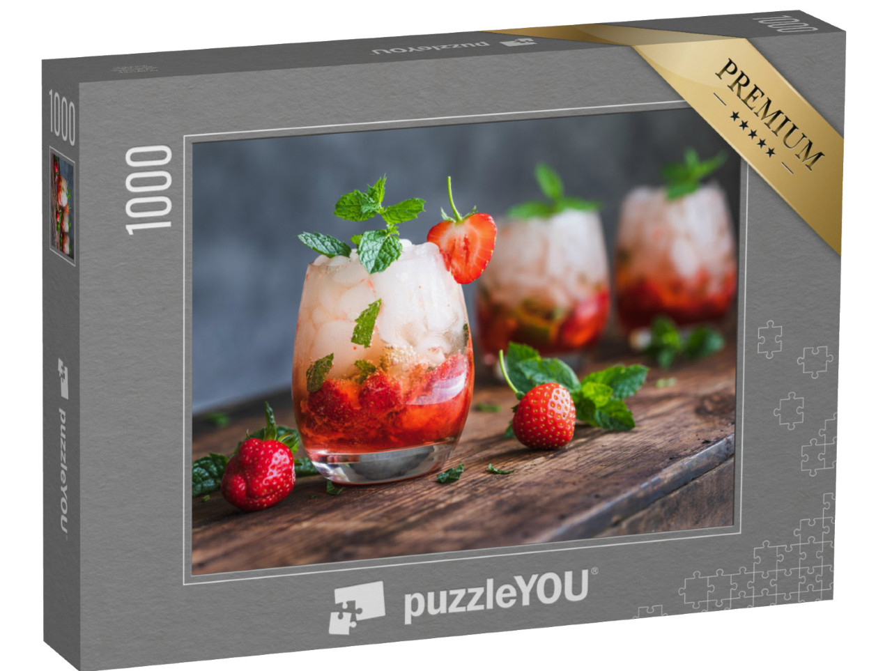 Puzzle 1000 pezzi „Mojito con fragole e menta“