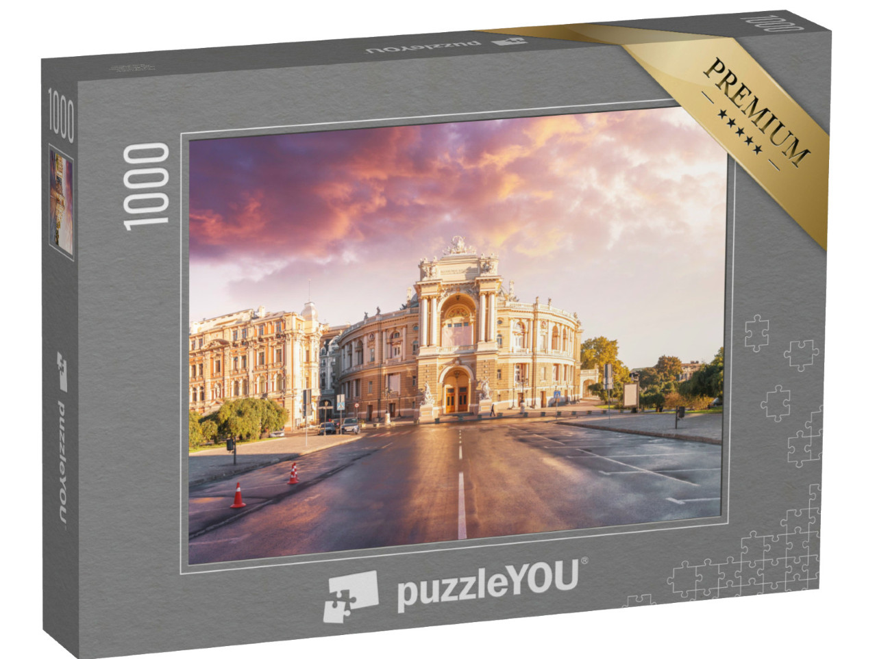 Puzzle 1000 pezzi „Panorama di Odessa con opera e teatro, Ucraina“