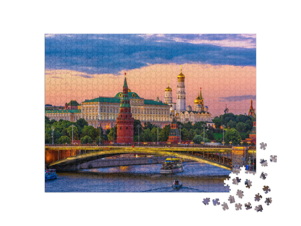 Puzzle 1000 pezzi „Cremlino di Mosca di notte, Russia“