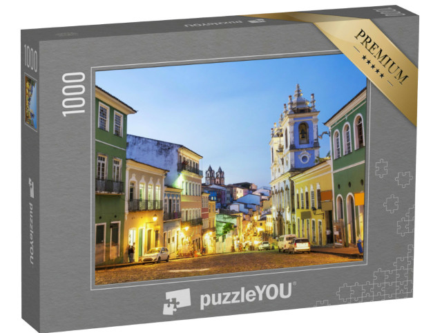 Puzzle 1000 pezzi „Case coloniali colorate nello storico quartiere Pelourinho, Salvador, Brasile“