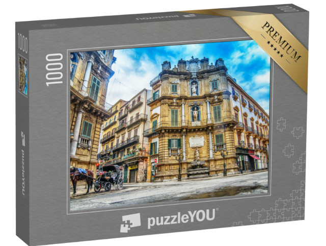 Puzzle 1000 pezzi „Quattro Canti, Piazza Vigliena come piazza barocca a Palermo, Sicilia“